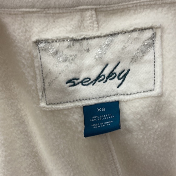 Women’s Sebby white and black-buttoned pea coat like jacket. Size XS - Picture 9 of 11